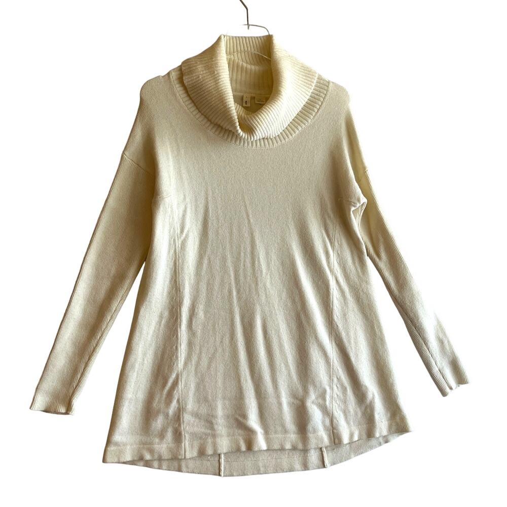 Anthro Moth Cowl Neck Sweater Long Sleeve Tunic in Cream Size S Soft Feminine